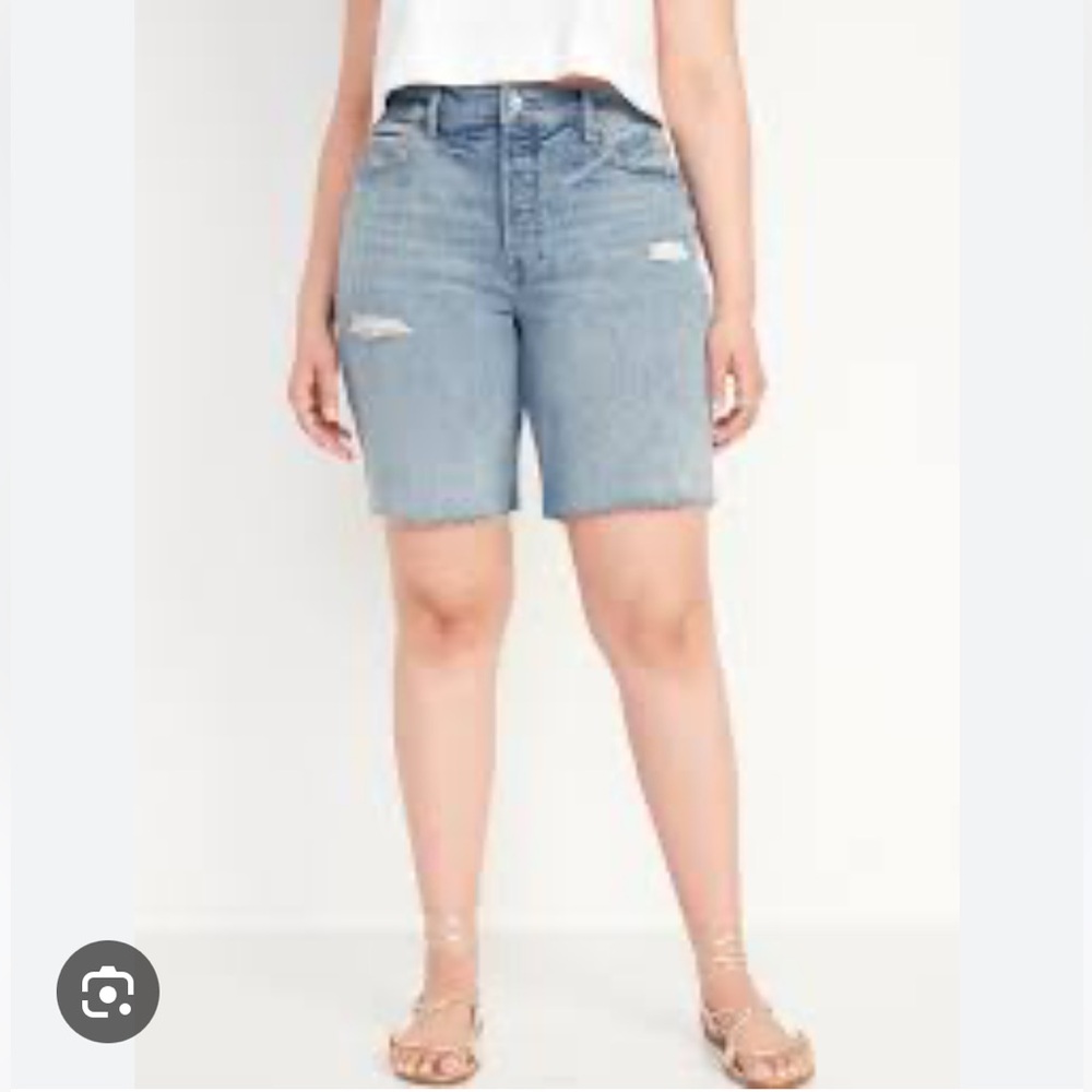 🎃 ➕ Old Navy High Waist Button Fly OG Distressed Cutoff Jean Shorts Sz 16